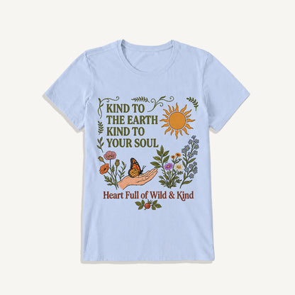 Kind Earth Kind Soul Print Crew Neck Cotton Tee