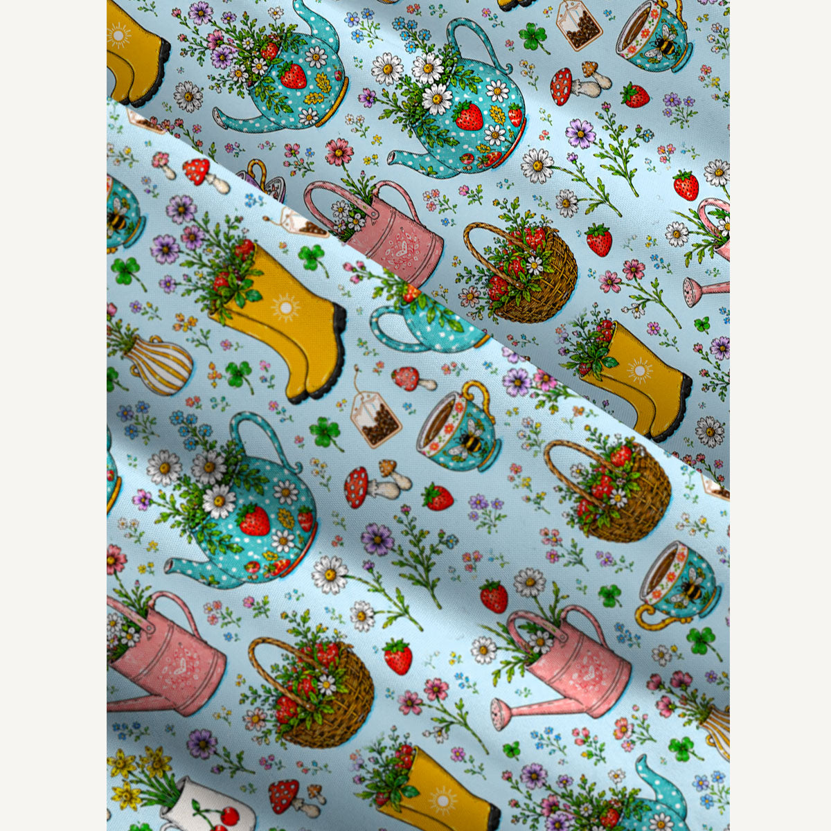 Strawberry Cottage Tea Garden Print Wide Straps Maxi Dress With Pockets