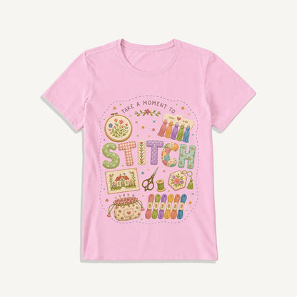 Stitching Elements Print Crew Neck Cotton Tee