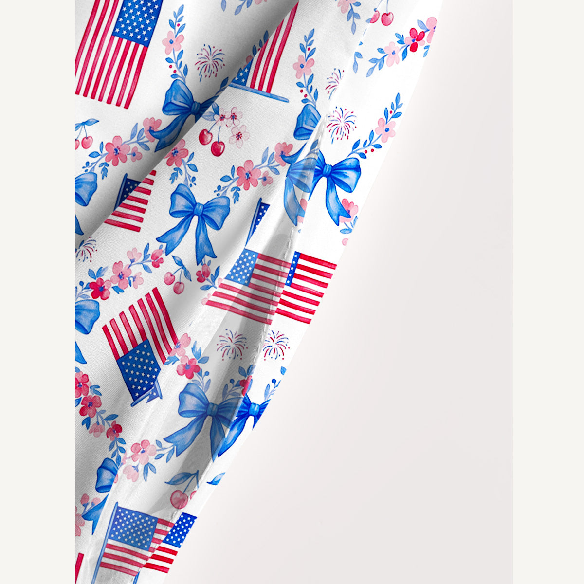 Patriotic Floral Print Wide Straps Maxi Dress With Pockets