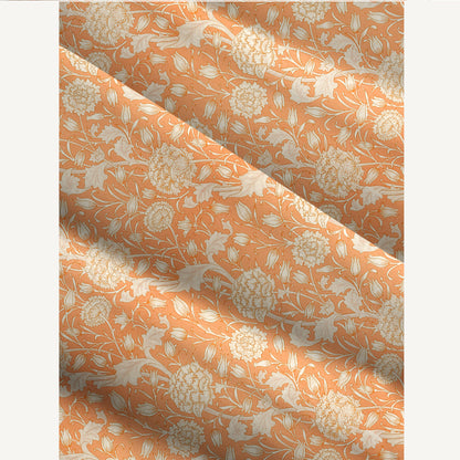 Classic Coral Botanical Print Wide Straps Maxi Dress With Pockets