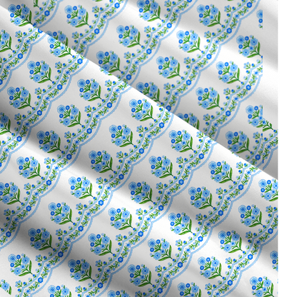 Square Neck Azure Folk Print Wide Straps Maxi Dress With Pockets