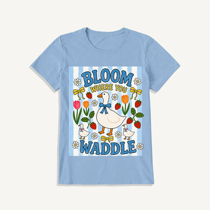 Strawberry Goose Garden Print Crew Neck Cotton Tee
