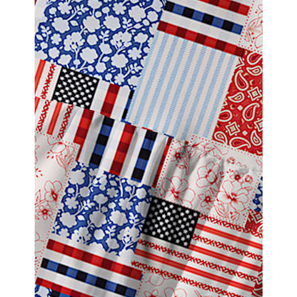 Patriotic Patchwork Quilt Print Spaghetti Strap Mini Dress