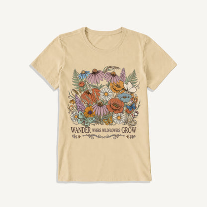 Wander Wildflowers Print Crew Neck Cotton Tee