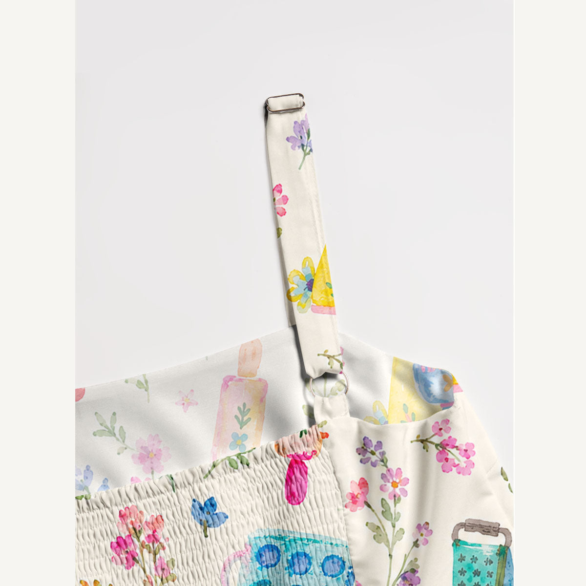 Vintage Baking Garden Print Wide Straps Maxi Dress With Pockets