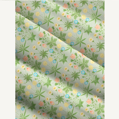 Retro Green Floral Meadow Print Wide Straps Maxi Dress With Pockets