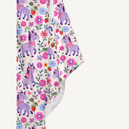 Strawberry Blossom Donkeys Kimono Sleeve Kaftan Dress