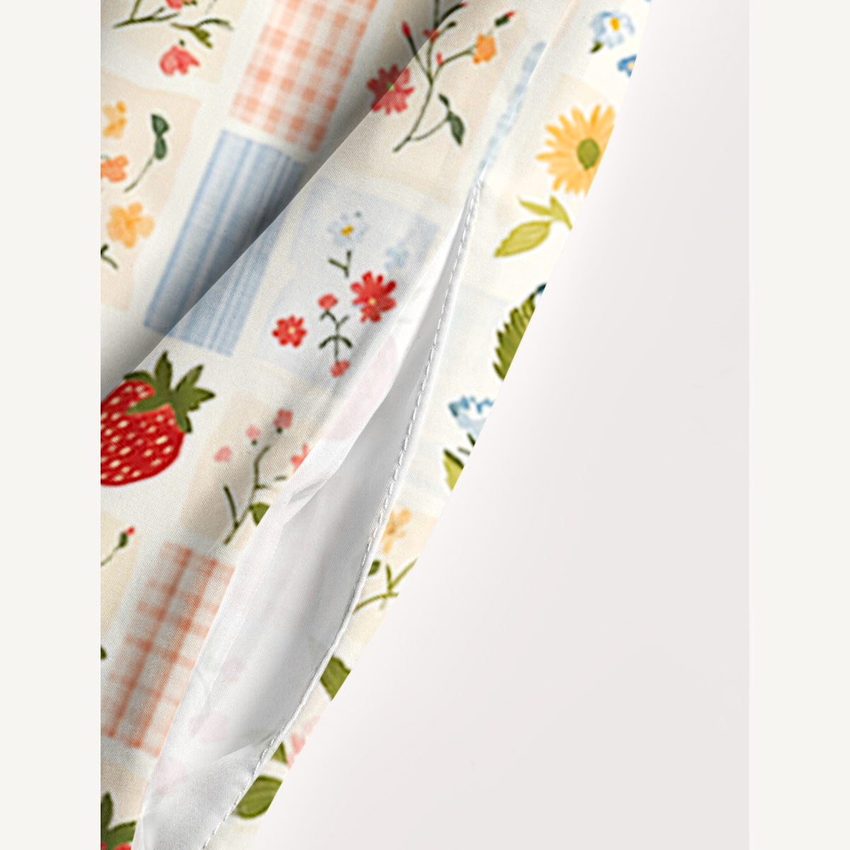 Strawberry Garden Patchwork Print Wide Straps Maxi Dress With Pockets