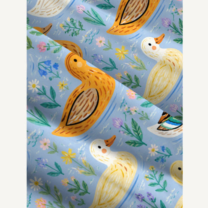 Colourful Duck Flower Print Wide Straps Maxi Dress With Pockets