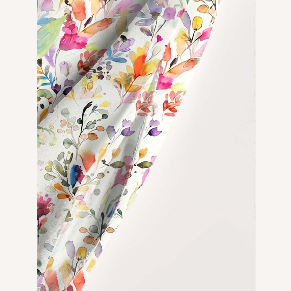 Watercolor Wildflower Garden Print Wide Straps Maxi Dress With Pockets