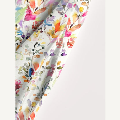 Watercolor Wildflower Garden Print Wide Straps Maxi Dress With Pockets