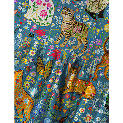 Colorful Garden Cat Spaghetti Strap Mini Dress
