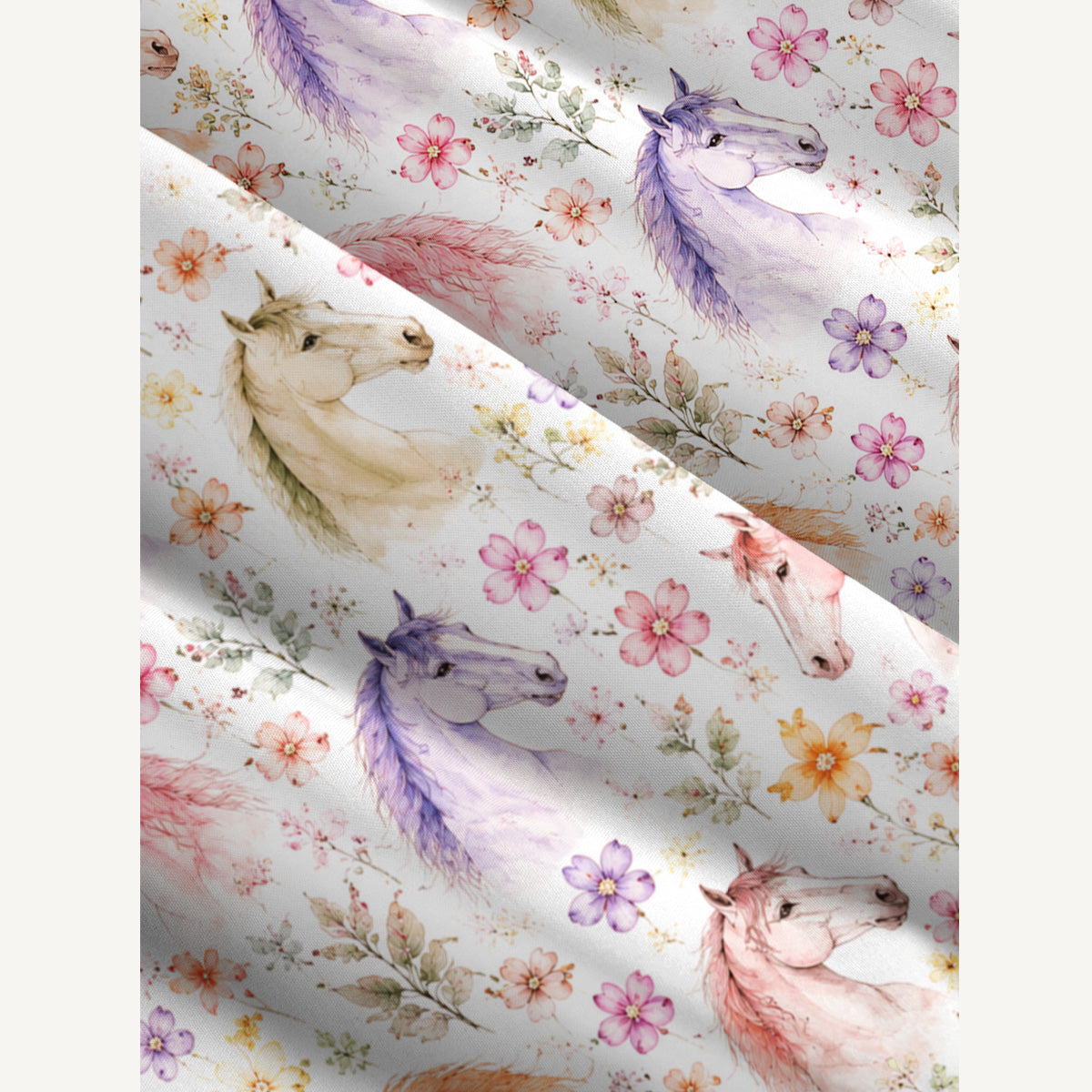 Western Whimsical Horses Watercolor Print Wide Straps Maxi Dress With Pockets