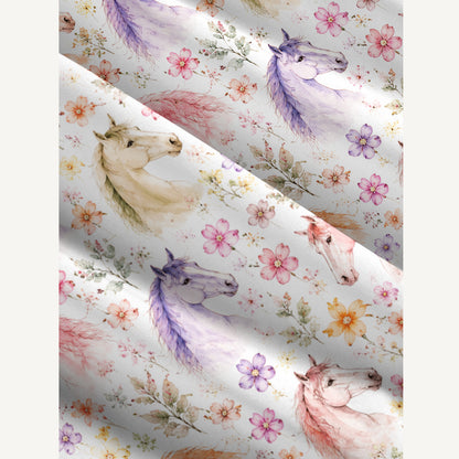 Western Whimsical Horses Watercolor Print Wide Straps Maxi Dress With Pockets