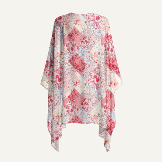 Shabby Chic Floral Patchwork Print Kimono Wrap
