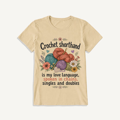 Crochet Love Language Print Crew Neck Cotton Tee