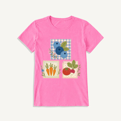 Cottage Garden Harvest Print Crew Neck Cotton Tee