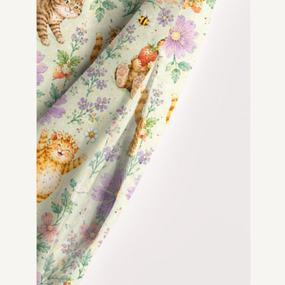 Cottage Kittens Print Wide Straps Maxi Dress With Pockets