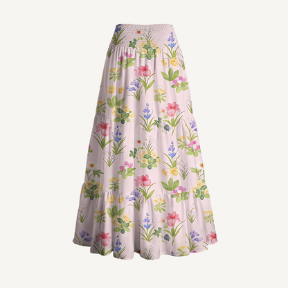 Delicate Blossom Print Convertible Maxi Skirt & Strapless Dress