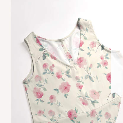 V-Neck Blush Rose Boho Jumpsuit with Pockets for Women