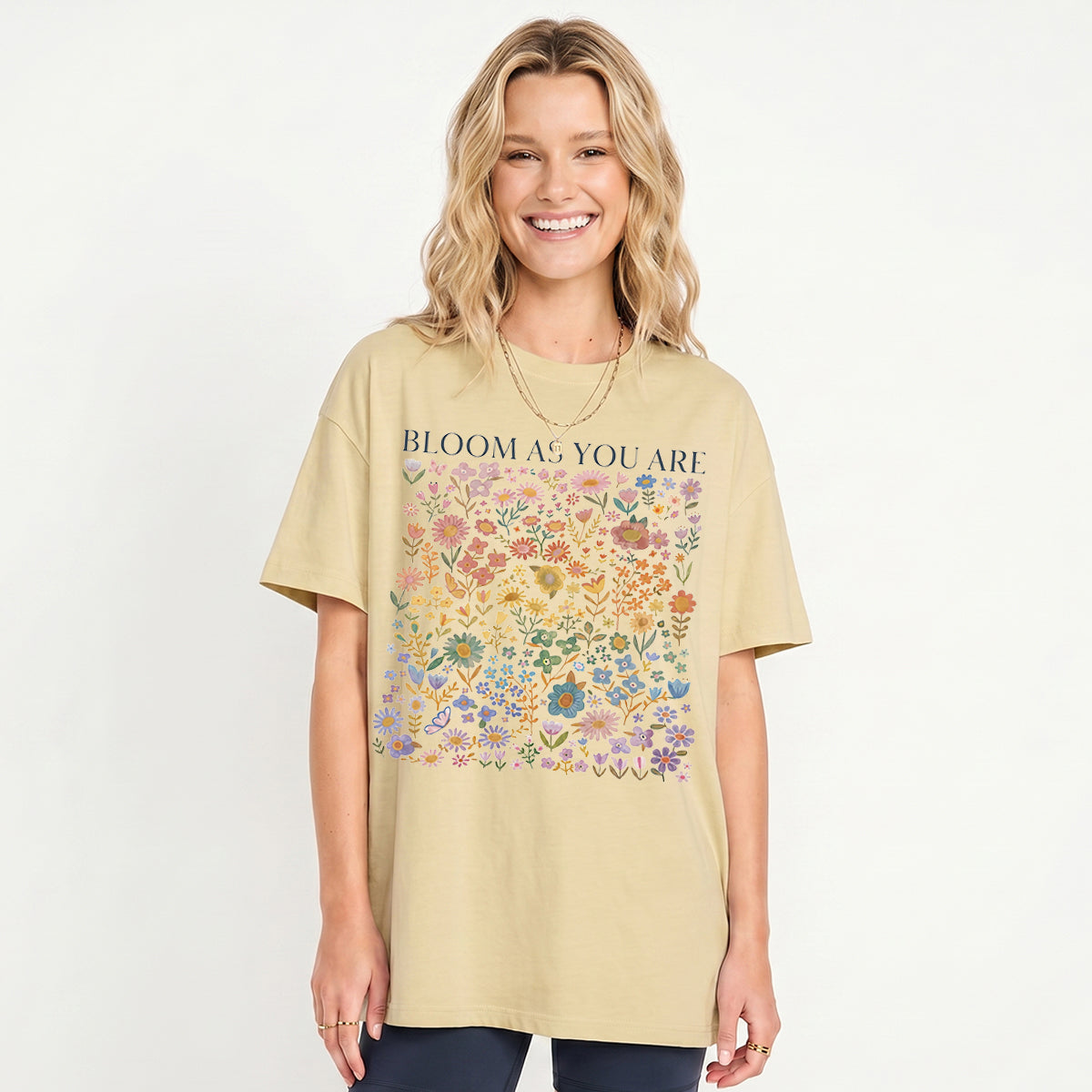 Bloom AS You Are Print Crew Neck Cotton Tee
