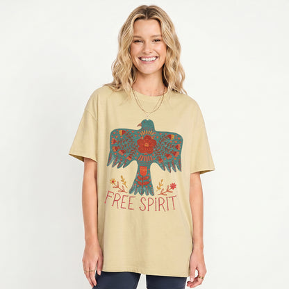 Boho Free Spirit Print Crew Neck Cotton Tee