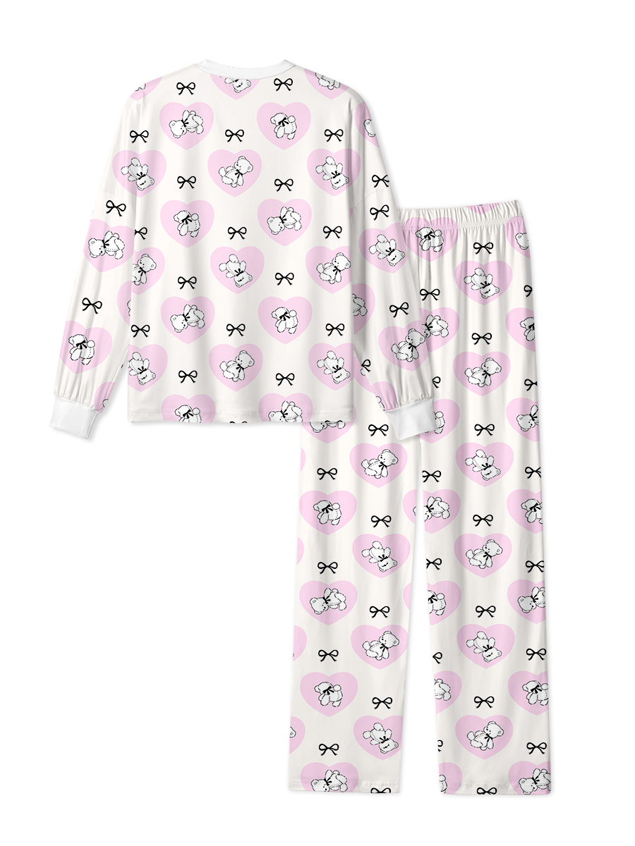 Vintage Pink Heart Bear Pajamas