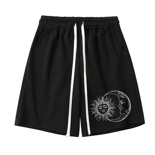 Vintage Sun And Moon Graphic Street Unisex Shorts