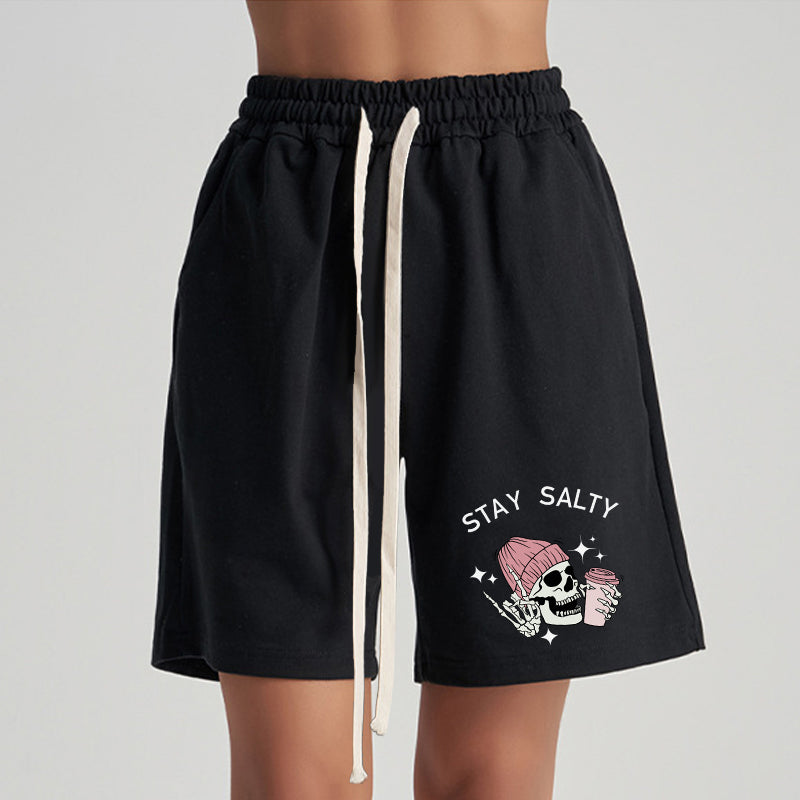 Vintage Skeleton Stay Salty Unisex Shorts