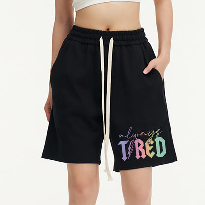 Vintage Always Tired Glitter Unisex Shorts