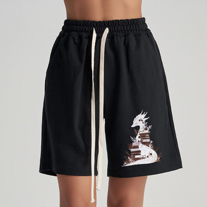 Vintage Book Dragon Fantasy Reader Unisex Shorts
