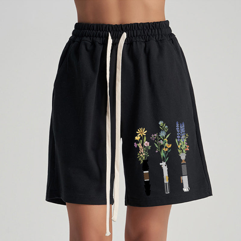 Vintage Floral Lightsaber Unisex Shorts