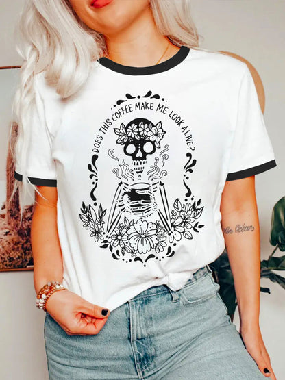 Coffee Skeleton Ringer Tee