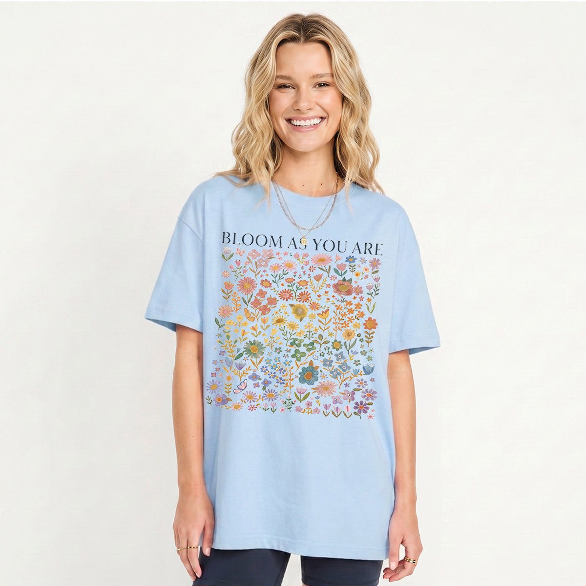 Bloom AS You Are Print Crew Neck Cotton Tee