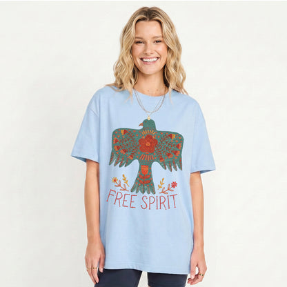 Boho Free Spirit Print Crew Neck Cotton Tee
