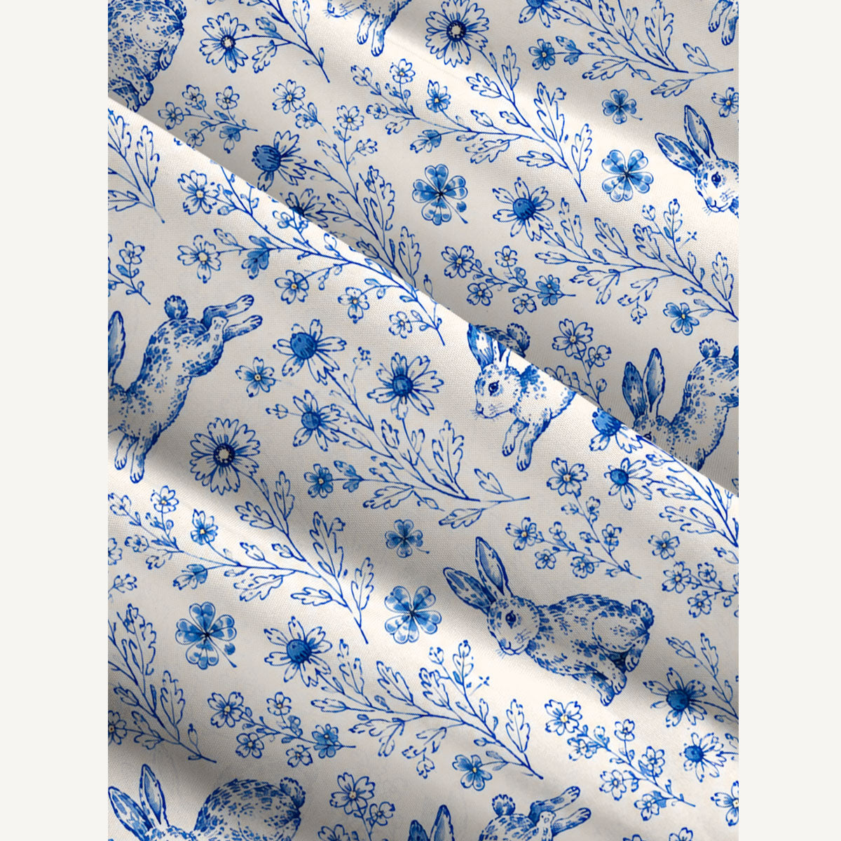 Blue Meadow Bunnies Print Wide Straps Maxi Dress With Pockets