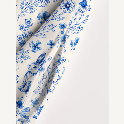 Blue Meadow Bunnies Print Wide Straps Maxi Dress With Pockets