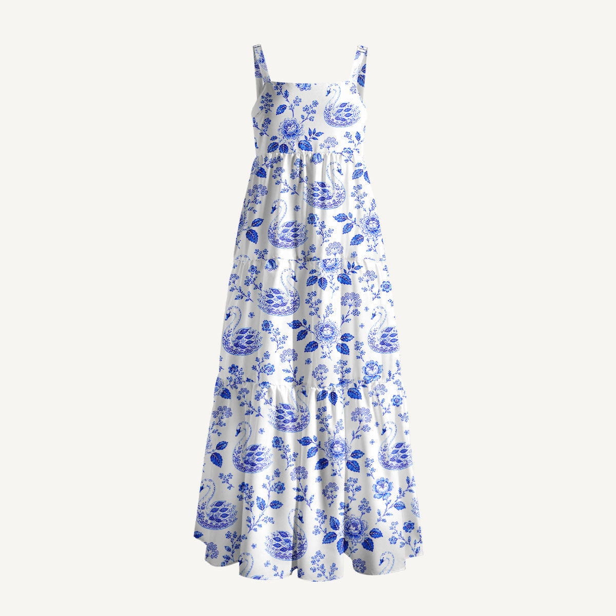 Blue Swan Garden Print Wide Straps Maxi Dress With Pockets