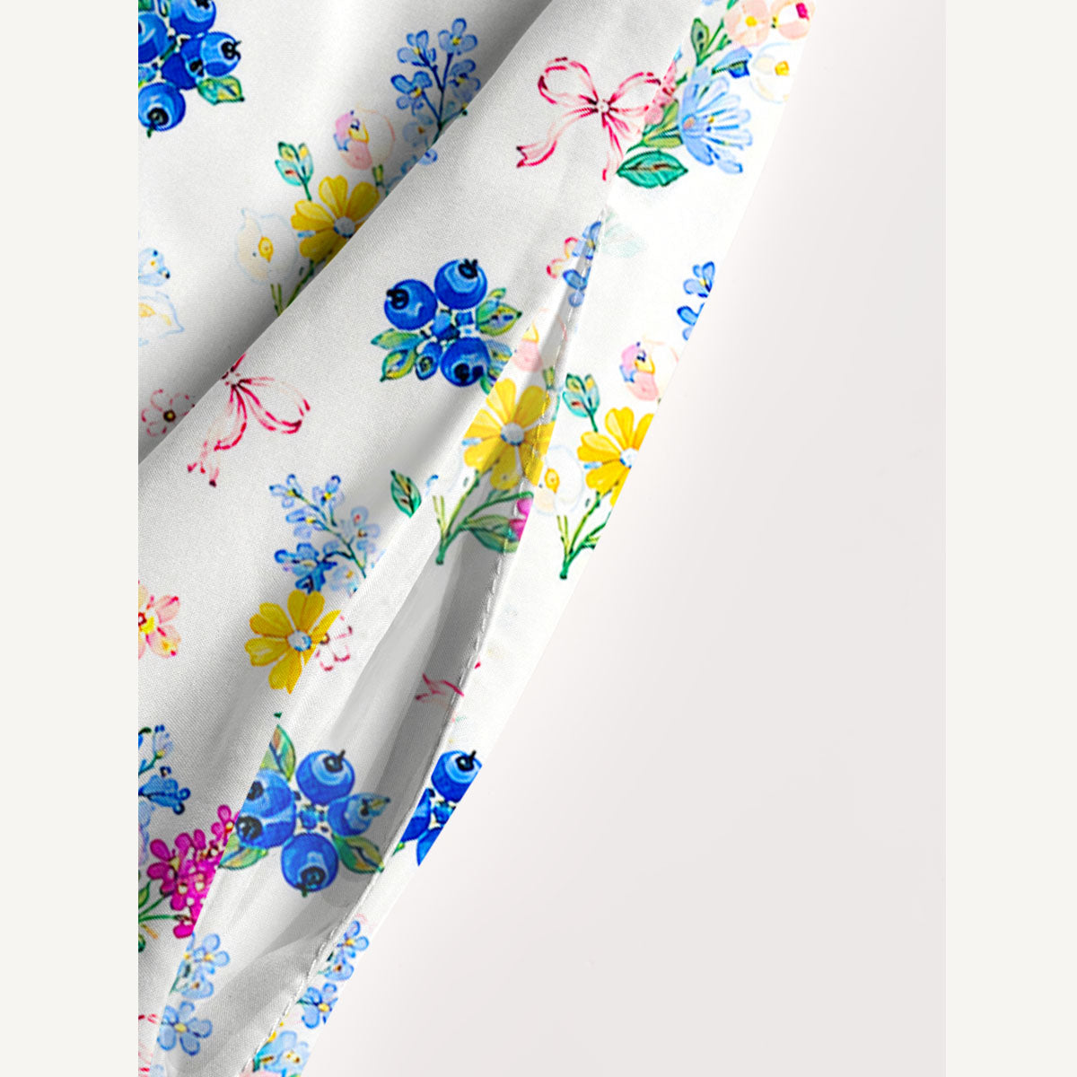 Blueberry Blossom Garden Print Wide Straps Maxi Dress With Pockets