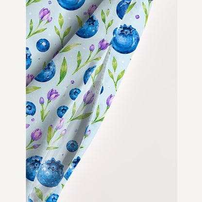 Blueberry Blossom Pattern Print Wide Straps Maxi Dress With Pockets