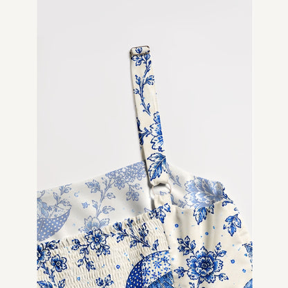 Bunny's Umbrella Garden Print Wide Straps Maxi Dress With Pockets