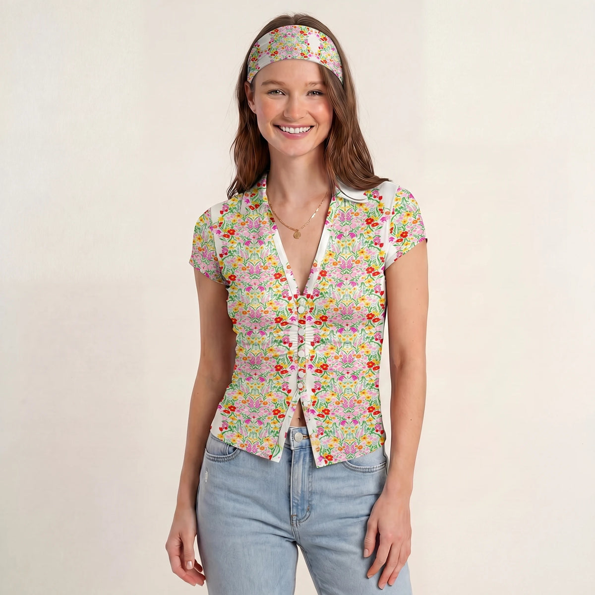 Elegant Garden Print Boho Bandeau Headband