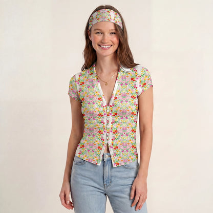 Elegant Garden Print Boho Bandeau Headband