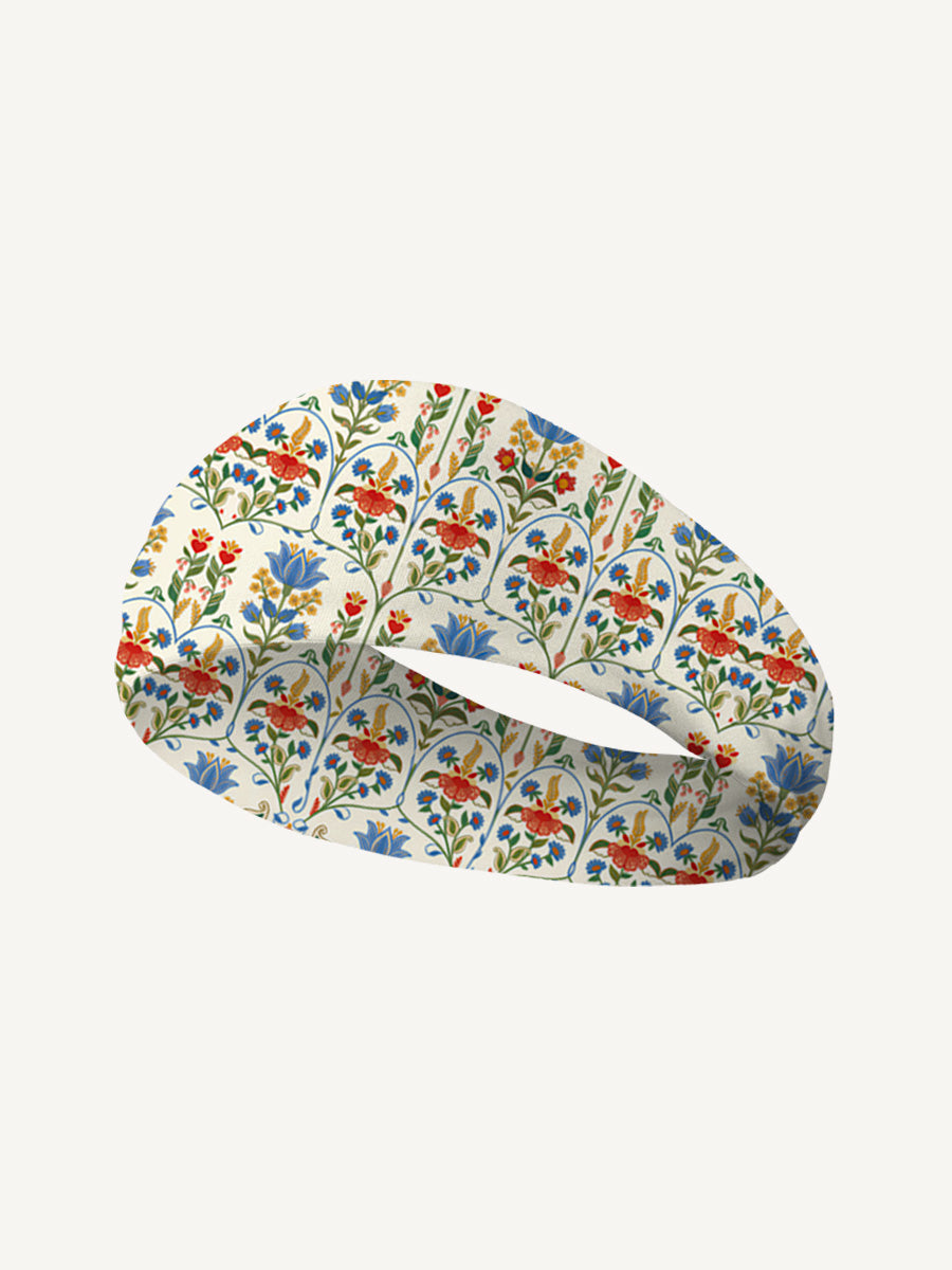 Folk Bloom Print Boho Bandeau Headband