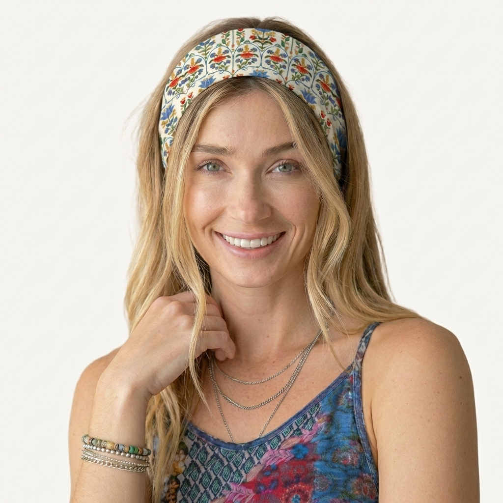 Folk Bloom Print Boho Bandeau Headband