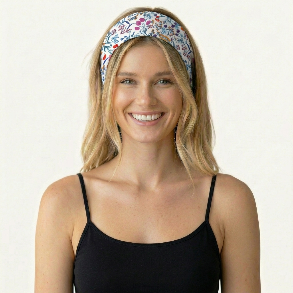 Fiery Meadow Print Boho Bandeau Headband
