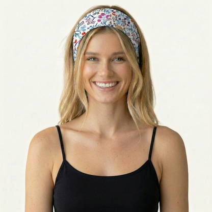 Fiery Meadow Print Boho Bandeau Headband