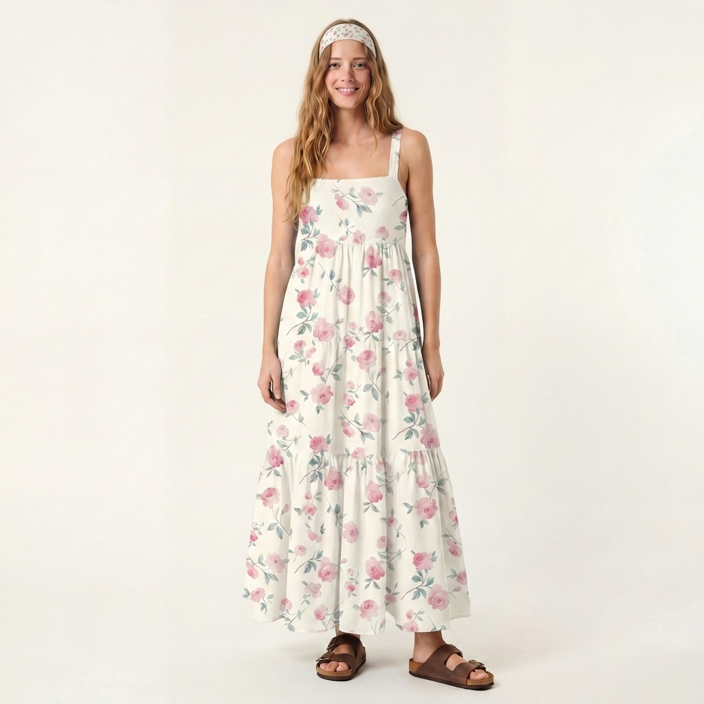Blush Rose Print Boho Bandeau Headband