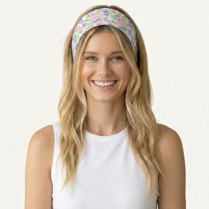Lilac Hydrangea Print Boho Bandeau Headband